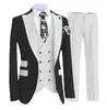 lansboter Green Men Suit 3 Piece Slim Fitting Lapel Black Coat Suitable For Wedding Banquet Groom Dr Jacket Vest With Pants D1F2#