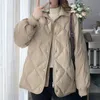 Koreanische Frauen Kurze Stehkragen Verdickung Weiße Ente Unten Jacke Weibliche Lose Fitting Lg Ärmeln Weiße Ente Unten Tops Mantel j2dC #