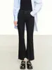 Damesjeans AMII minimalistische zwarte damesjeans 2023 herfst slanke enkellange nieuwe broek asymmetrische flare retro casual broek 12343026 24328