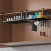 Rangement de cuisine sous armoire, panier suspendu, étagère à épices, organisateur avec tasses, ustensiles, porte-rouleau, étagère métallique