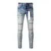 Jeans herr mager nöd rippade förstörda stretch cyklist denim streetwear vit svart blå smal fit hip hop byxor för män oss 431