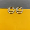 2022 Gold Hoop Boucles d'oreilles Designers Diamond Stud Boucles d'oreilles F Boucle d'oreille pour Lady Femmes Party Wedding Lovers Cadeau Bijoux 925 Silver Hoop2865