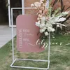 Decorative Flowers White Gold Square Arch Shelf Wrought Iron Flower Stand Wedding Props Background Frame Decoration Welcome Sign