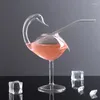 ワイングラス2024かわいいクリエイティブスワンバードカクテルカクテルガラス透明なゴブレットとパーティーバーナイトクラブ用ストロージュースカップ