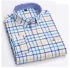 mens Striped Plaid Oxford Spinning Casual Lg Sleeve Shirt Comfortable Breathable Collar Butt Design Slim Male Busin Dr p0Ut#