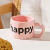 Mugs 1PC 300ml Macaron Colour Ceramic Mug With Happy Words Creative Girls High Value Home Drinking Cup Coffee