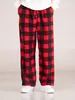 autumn and Winter Black Red Plaid Pants Christmas Party Pants Casual Sports Versatile Loose Straight Leg Pants Men's American Re H4tf#