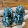 Sculptures Natural Labradorite Ganesha Carved Crystals And Stones Healing Polished Mineral Ornaments Home Decoration 1pcs