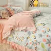 Bedding Sets Four Seasons Ins Machine Air Machine lavável algodão puro algodão universal Conjunto de alunos Floral Conjunto de estudantes Três