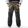 Übergroße lose Jeans Männer Denim breite Beinhosen gerade Baggy Harem Streetwear Hip Hop Marke schwarze Hose große Größe 30 - 46 06YH #