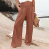 Kvinnor Pants Casual for Women 4X-5X Womens Wide Leg Summer High Maisted Palazzo Baggy Beach Byxor med fickor