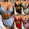 Women's Swimwear 2024 Sexy Bikinis Women Solid Fashion Balck Swimsuit Push-Up Brazilian Bandage Bathing Suits Lady Summer Bather