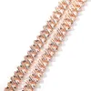 Hip Hop Baguette Montre Colliers Bracelet 12MM Glacé Pavé Rose Strass Miami Prong Chaîne Cubaine Pour Femmes Hommes Bijoux Chai211t