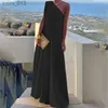 Podstawowe sukienki swobodne Eleganckie kantar na jednym ramię luźne sukienkę na imprezę Lady Solid Kolor Temperament Bankiet Maxi 2023 Kobiety mody vestido yq240328