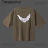 Nouveau Designer Kanyes Classic Wests T-shirt Trois Partis Joint Peace Dove Imprimé Lavage Eau Manches Courtes Marque De Mode Hommes Femmes T-shirts