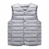 2023 Autumn Winter Men Warm Vest Jacket Male Ultra Lightweight V-neck Sleevel Butt Packable Warm Down Cott Liner Vest 58Ul#