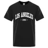 Los Angels 1991 Usa Stad Brief Print Kleding Mannen Oversize Ademende T-shirt Zomer Zweet Luxe T-shirt Cott Goth tee Shirt x8vI #