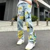 2023 Ropa Grunge Y2K Streetwear Baggy Stacked Zerrissene Jeans Hosen Männer Kleidung Grafik Stickerei Hip Hop Denim Hosen Pantal E9A8 #