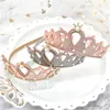 10pcs / lot mode perle couronne solide hairband perles royal style kids bandeaux de bricoler les bandeaux de princesse de couronne cristal 240328