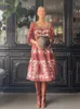 Повседневные платья с принтом в стиле ретро, квадратный воротник, женское платье макси с оборками, свободное платье с длинным рукавом, 2024, модное женское платье для отпуска, вечеринки, Vestido