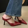SURET Buty Wino Red Footwear Modna klamra METAL BURMLE PŁYWA DAMY WYSOKIE OBTÓRY 2024 W PMY Kobiety Slajdy Kobiety 7 cm