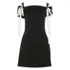 Casual Dresses Spring And Summer 2024 Cross-border Women's Color-matching Straps One Word Collar Sexy Slim Hip Dress Woman