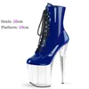 Sapatos de dança 20cm transparente à prova dwaterproof água mesa boate sexy boca de peixe botas de tornozelo com rendas salto alto pólo dança modelo pista