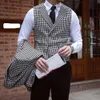 Męska kamizelka Blazer and Houndstooth do garniturów ślubnych Formalne Tweed Tuxedos Custom Made Man Suits Kurtka+spodnie+kamizelka R9jg#