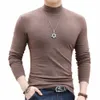 korean Clothing Blouse Oversize Golf Wear Casual Full Cott Men's Turtleneck Base Shirt Simple Solid Color Lg Sleeve Tops Tee g7m0#