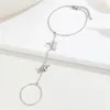 Link Armbänder QIMING Trendy Schmetterling Finger Ring Armband Frauen Hochzeit Schmuck Hand Verbunden Armreif Geschenk