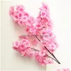 Decorative Flowers & Wreaths Ecofriendly Artificial Cherry Blossom Branch Fake Sakura Flower Stem More Heads 12 Color For Wedding Tree Dhdmw