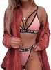 Bikini Kvinnors baddräktperspektiv Letter Fun underkläder Summer Beach Outfit 2 PCS Set badkläder Sexiga kvinnliga kläder 2024 O7S2#