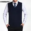 Coodrony 2020 Ny ankomst Solid Color Sweater Vest Men CMERE Sweaters Wool Pullover Men Brand V-Neck ärm Jersey Hombre X8W3#