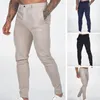 Erkekler Pantolon Ayarlanabilir Bel İnce Uygun Düz Renk İş Pantolonları Nefes Üretilebilir Orta Ayak Bileği Uzunluğu Rahat İçin Yumuşak