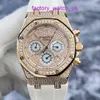 Iconic AP Wristwatch Royal Oak Series 26022OR Full Sky Star with Diamond 18K Rose Gold Material Automatic Mechanical Watch Mens Timing Function