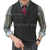 Abito da uomo Gilet Herringbe Risvolto monopetto in lana Chalecos Gentleman Sleevel Giacca da uomo per gilet da sposa T6kD #