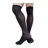 Men's Socks Black Mens Long Tube Wave Striped Over Knee High Male Formal Dress Suit Stocking Sexy Lingerie Soft Breathable