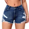 women's High Waist Butt Splice Slim Fit Denim Shorts 2024 Summer Casual Streetwear Female Stretch Distred Denim Hot Pants J6MT#