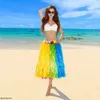 Party Decoration Colorful Plastic Fibers Girls Woman Hawaiian Grass Skirt Costume Sweet Flower Skirts Dress Up Tropical Hawaii Beach