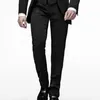 Czarne formalne smoking ślubny dla pana młodego Slim Fit 3 -częściowe garnitury mężczyzn z podwójnie piersiową kamizelką męską kurtkę do mokrej+kamizelkę+spodnie R90E#