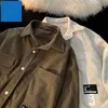Вафельная красивая рубашка мужская LG с рукавами весна и осень свободная японская рабочая одежда куртка модная брендовая футболка мужские рубашки I2i0 #