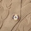 Weibliche Strickjacke Einfarbig LG-Ärmel Pullover Strickmantel mit Taschen für Frühling Herbst S M L C2tG #