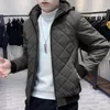 Browon New Winter Jacket Men tjock LG Sleeve Argyle Hooded Cott Men Jacket Overdimensionerade Plus Veet Zipper Jacka Parkas Men x3pj#