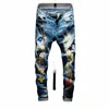 män streetwear hiphop rippade broderi smala fit jeans knähål förstörda man casual cott joggers tiggare denim byxor n7aq#