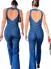 Taruxy Backl Heart Cutout Bodyc Combinaison pour femmes Casual Sleevel Slim One-Pièce Tenues Rétro Denim Combinaisons Nouveau 2023 Y3on #