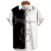 Men's Casual Shirts Short Sleeve Shirt Hawaiian T-Shirt Guitar 3D Print Loose Music Striped Large Size XS-5XL