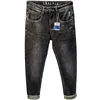 2024 Spring/Summer New Jeans Men Embroidered Stretch Nine-Point Pants Black W Fi Casual Stretch Slim Denim Pants o0If#