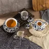 Zestawy herbaciarni ceramiczna herbata do kawy Koreańska niebieska i biała porcelanowa 1 osoba Teapot Cup Milk Jug Sugar Bowl Strona główna bar picia