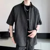 Gestreept Shirt Heren Japanse Casual Oversize Trend Zwart Unisex Gothic Korte Mouwen Blouses V4Ak #