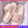 Slippers Alle seizoenen Dames Comfort Katoen Linnen Open teen Slippers Heren Dik platform Platte stille huisschoenen Paar